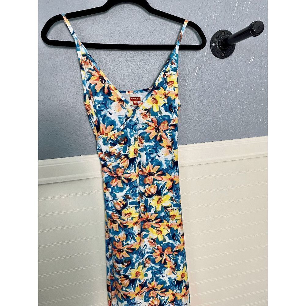 Guess Women’s Spaghetti Strap Surplice Neck Floral Maxi Dress Multicolor